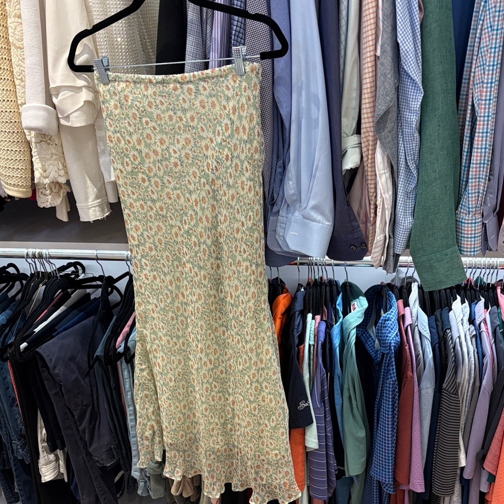 Mango Cream Floral A-Line Skirt